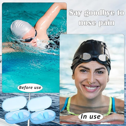 2 Pack Nose Plugs for Swimming for Adults and Kids (Age 7-12), Waterproof Soft Silicone Swimming Protectors Nose Block Nostril Plugs for Swimmers Surfers Water Sports