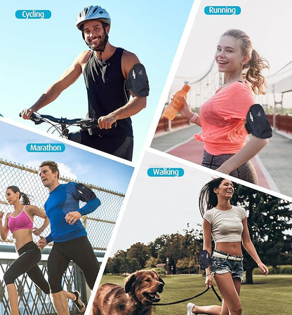 HiRui Universal Comfort Armband Phone Holder Running Armband Adjustable Wristband Phone Holder for Exercise Workout Compatible with iPhone 16/15/14/13/Plus/Pro Samsung Galaxy All Phones (Black)