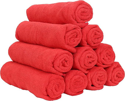 Arkwright Microfiber Gym Towel - Pack of 12 - Super Soft, Quick Dry Workout Sweat Towels, 300 GSM Lightweight & Absorbent for Sports, Working Out, Yoga, and Spa, 16 x 27 in, Red