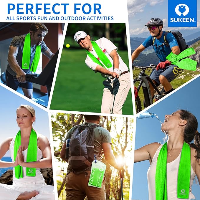 Sukeen 12 Pack Cooling Towel (40"x12"), Ice Towel Sets,Soft Breathable Chilly Towel,Microfiber Towel for Yoga,Sport,Running,Gym,Workout,Camping,Fitness,Workout