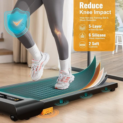 Walking Pad, 2.5HP Under Desk Treadmill for Home Office, 300 Lbs Capacity Portable Treadmills with Remote Control & LED Display, 2 in 1 Running Pad for Walking Jogging and Running