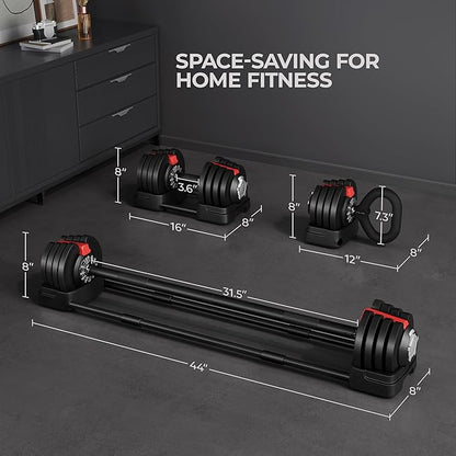 Yaheetech Adjustable Dumbbell Set Free Weight Dumbbells 40lbs/52.5lbs/90lbs Fast Adjust Dumbbells Dumbbell Weight Set, with Tray for Men/Women Strength Training Equipment