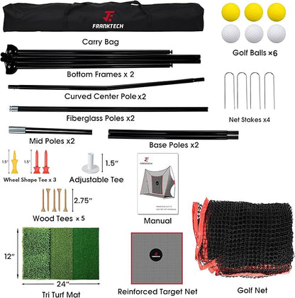Golf Practice Net - Heavy Duty Driving Range Net with High Impact Chipping Target, Include Carry Bag and Golf Balls for Indoor Outdoor