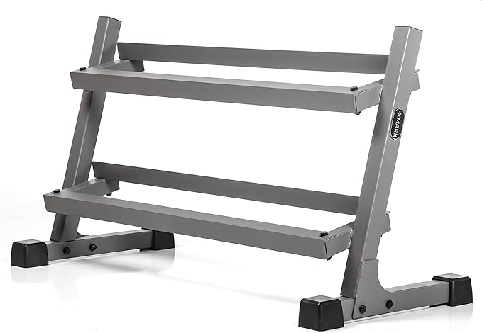 XMARK Dumbbell Set with Rack, Weights Dumbbells, Multiple Free Weights and Horizontal Storage for Home Gym Strength Training, Storage Rack Color Options