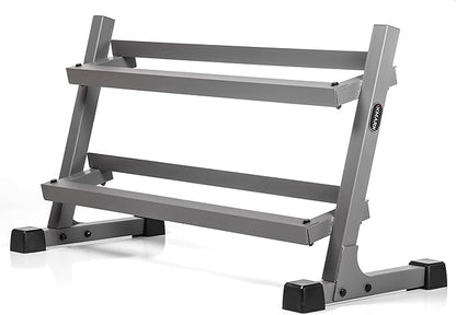 XMARK Dumbbell Set with Rack, Weights Dumbbells, Multiple Free Weights and Horizontal Storage for Home Gym Strength Training, Storage Rack Color Options