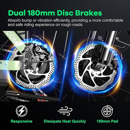 Foldable Electric Bike for Adults, 30+MPH, 48V 20Ah Removable Lithium Battery up to 80Miles, 20" Fat Tire 1000W Peak Motor Dirt Ebike Adult Electric Bicycle for Commute Beach Mountain E Bike