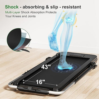 WELLFIT Walking Pad Treadmill with 10% Auto/Manual Incline for Home Office Apartment– 360 LBS Capacity, Under Desk Treadmill with Hiking Climbing Mode for Efficient Fat-Burn, Wide Running Belt