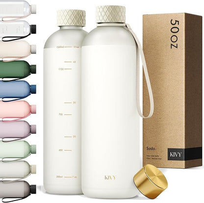 KIVY Slim Water Bottle 50oz [Lightweight & Shatterproof] - Reusable Tritan Water Bottle - Leak Proof Water Bottle for Women & Men - No Spill - Dishwasher Safe - BPA Free