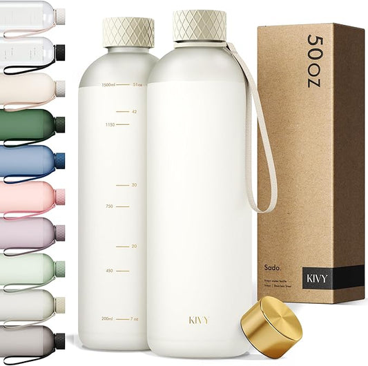 KIVY Slim Water Bottle 50oz [Lightweight & Shatterproof] - Reusable Tritan Water Bottle - Leak Proof Water Bottle for Women & Men - No Spill - Dishwasher Safe - BPA Free