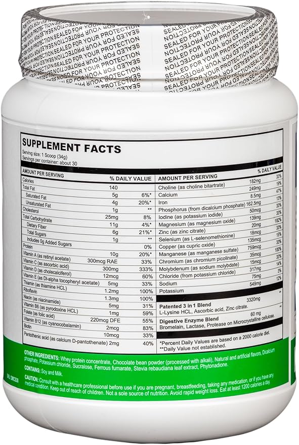 Enable Weight Loss Shake - Rich Chocolate Flavor for Delicious & Nutritious Meal Replacement, 2lb 11oz