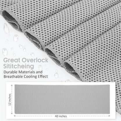 Cooling Towels 20 Pack, 40"x 12" Cooling Rags Neck Wraps for Sports with Carrying Pouch, Gym Cooling Neck Towels for Hor Weather, Sweat, Fitness, Travel