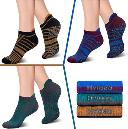 Hylaea Unisex Non Slip Socks with Grip for Yoga, Hospital, Pilates, Barre | Ankle, Cushioned