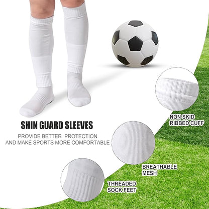 2 Set Grip Soccer Socks and Shin Guard Sleeves Non Slip Soccer Sleeve Socks for Men Women