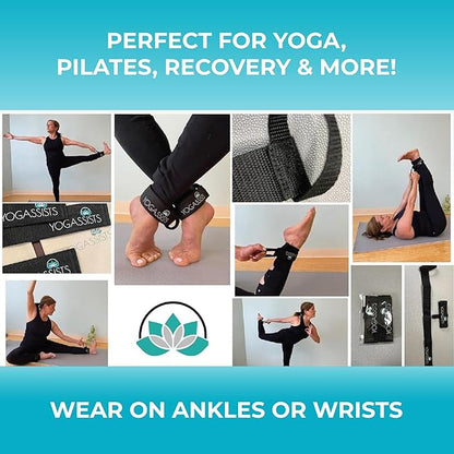 Stretch Straps for Yoga & Stretching - Increase Reach & Hold Poses Longer - Straps Stay w/You During Your Flow - Lightweight, Durable & Compact (2 Straps)