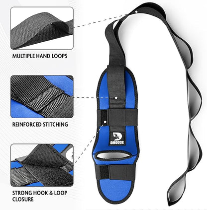 DMoose Fitness Foot & Calf Stretcher with Adjustable Padded Stretching Strap for Plantar Fasciitis, Hamstring, Heel Spurs and Achilles Tendonitis Relief - Yoga Leg Stretch Strap for Flexibility