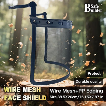 Forestry Safety Helmet with Build-in Visor Mesh Face Shield Ear Muffs 4 in 1 Chainsaw Safety Hard Hats