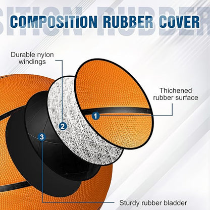 Jenaai 6 Pcs Rubber Basketballs Official Size Bulk Streetballs Multicolor Basket Balls with Pump Plain Basketball Set for Adult Youth Gifts Indoor Outdoor Training Games