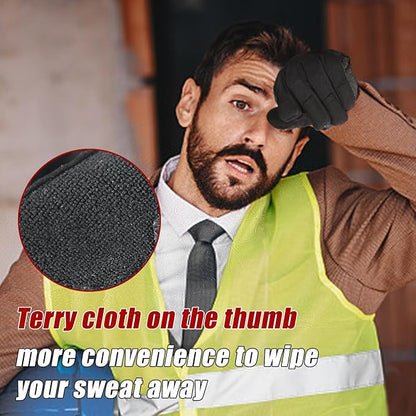 HANDLANDY Mens Work Gloves Touch screen, Utility Mechanic Gloves, Flexible Breathable Fit- Padded Knuckles & Palm