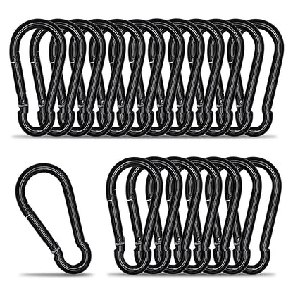 KINLINK 20 Pack Black Carabiner Clip, 3.15 inch Heavy Duty Spring Snap Hook, Small Caribeener Clips for Outdoor Camping, Swing Set, Hammock, Hiking Travel, Fishing, Quick Link Keychain