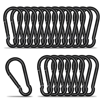 KINLINK 20 Pack Black Carabiner Clip, 3.54 inch Heavy Duty Spring Snap Hook, Caribeener Clips for Camping, Hiking, Travel, Fishing, Quick Link Keychain, Water Bottle, Backpack