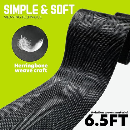 Nordic Hamstring Curl Strap, 6.5FT Gym Seatbelt and Exercise Straps for Hamstring Stretch Strap & Mobilization Belt,Home Gym Women Men, Lifting Seatbelt Gym, Black