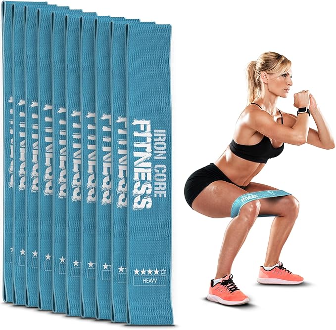 Fabric Mini Resistance Bands Sets for Trainers, Bootcamp, Gym for Men and Women in Fun Colors - Ebook, Videos and Workout Chart Included by Iron Core Fitness