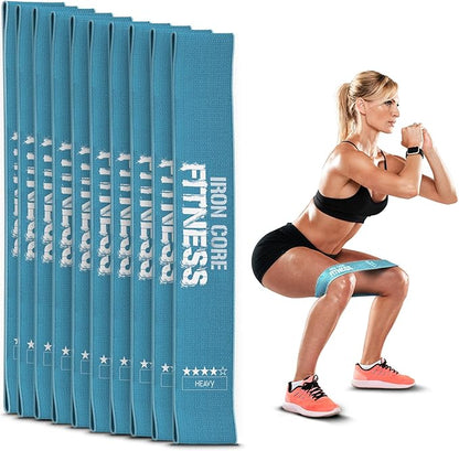 Fabric Mini Resistance Bands Sets for Trainers, Bootcamp, Gym for Men and Women in Fun Colors - Ebook, Videos and Workout Chart Included by Iron Core Fitness