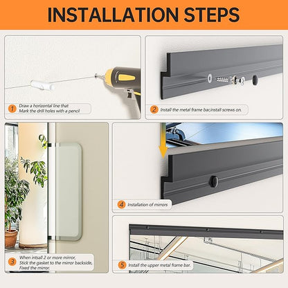 Hasipu 79''x35'' Home Gym Mirror Large Full Length Wall Mounted Full Body Mirror for Yoga Dance Fitness Exercise Studio Bedroom Garage, Frameless Tempered Glass Workout Mirrors Black Rectangular