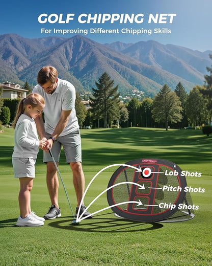 10x7ft Heavy Duty Golf Practice Net with Mat, Target Cloth, 8 Tees, 6 Balls, Carry Bag, Golf Training Net for Backyard Driving Chipping Indoor Outdoor