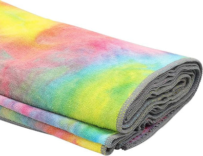 Yoga Towels Non Slip Hot Yoga Towel Skidless Waffle Texture100% Absorbent Odorless Microfiber Yoga Blanket Standard Sized 24 x72 in Mat Towel,for Hot Yoga Bikram Pilates (Pink & Blue & Yellow)