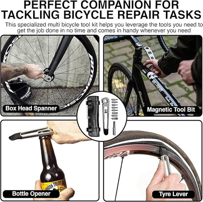 FULL WINDSOR -The Nutter Bicycle Multi Tool–Portable Cycling Repair Kit for MTB, Road & Dirt Bikes – Includes Spanner, Magnetic Bit, Tire Levers & Bottle Opener–Compact Black Case for On-the-Go Fixes