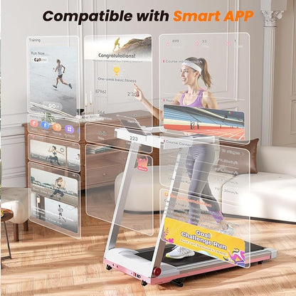 Treadmills for Home, 4-in-1 Foldable Treadmill with Incline, 300 LBS Capacity Running Treadmills for Home Small Spaces with Handles, 3.0 HP Folding Treadmill with Smart APP