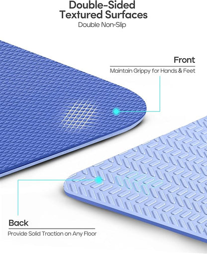 Heathyoga Eco Friendly Non Slip Yoga Mat, Body Alignment System, SGS Certified TPE Material - Textured Non Slip Surface and Optimal Cushioning,72"x 26" Thickness 1/4"