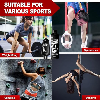 12 oz Superior Grip Liquid Chalk Mess-Free Gym Chalk for Weightlifting, Gymnastics, Rock Climbing, Dancing, Dries in Seconds. Package May Vary.
