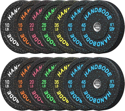 2-Inch Bumper Plates High Bounce, Olympic Weight Plate Set 45/100/160/190/260/300lb, Barbell Weight Plates Set for Home Gym, Colored Weights Rubber Strength Training Plate for Weight Lifting