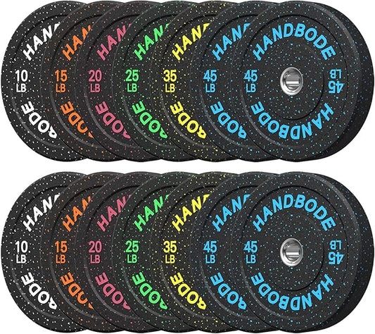 2-Inch Bumper Plates High Bounce, Olympic Weight Plate Set 45/100/160/190/260/300lb, Barbell Weight Plates Set for Home Gym, Colored Weights Rubber Strength Training Plate for Weight Lifting