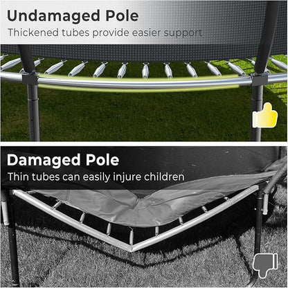 10 12 14 15 16FT Outdoor Trampolines for Kids and Adults, Pumpkin Trampoline with Curved Poles, Recreational Trampoline with Basketball Hoop and Safety Enclosure Net for Kids and Adults