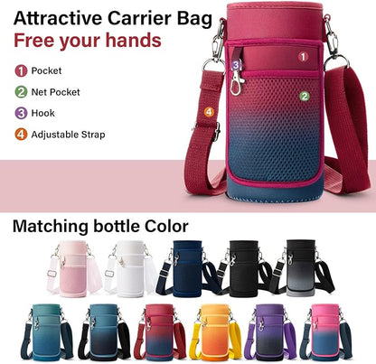 Insulated Water Bottle | Thickened Stainless Steel Vacuum Metal | Portable Sports Water Jug for Gym and Hiking with Straw, Carrier Bag, Handle Strap | BPA-Free 32 oz