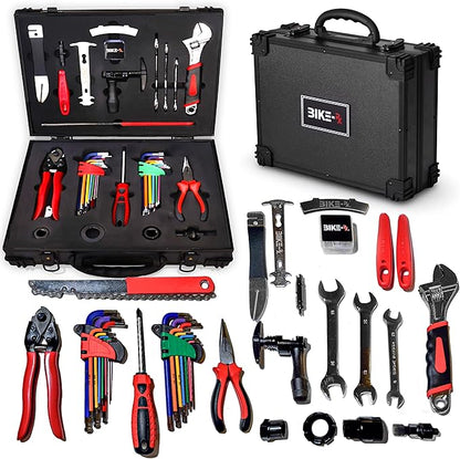 Elite 37pc Bike Tool Kit – Bicycle Repair Set for Mountain, Road, BMX & Ebikes, w/Chain Breaker, Tire Repair, Maintenance Kit & Lock Case