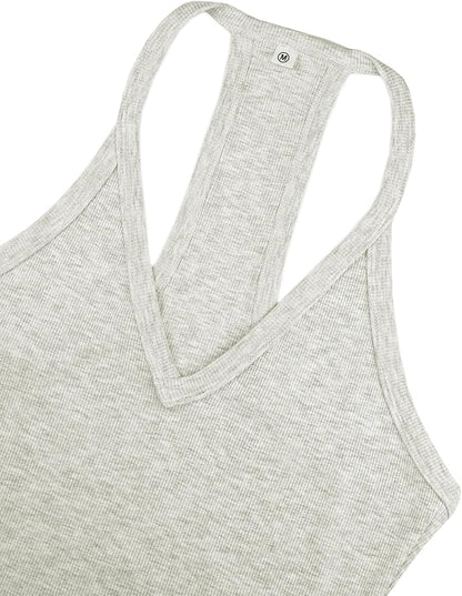 iGENJUN Workout Tops for Women Racerback Basic Tank Summer 2025 Camisole V Neck Slim Fit Ribbed Sleeveless