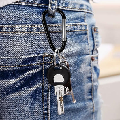 30PCS Aluminum Carabiner Clips, 2" D Shape Spring Snap Hooks Carabiner with 30PCS Keyring Keychain Hook