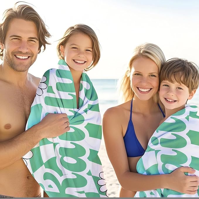 JML Personalized Beach Towel with Name, Custom Flower Beach Towel, Customized Microfiber Pool Towel, Quick Dry & Absorbent Swim Towel for Adult,Anniversary, Birthday, Summer Holiday,Vacation