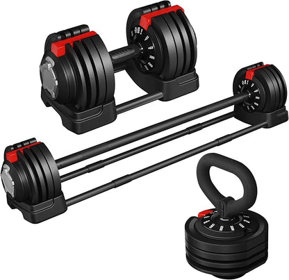 Yaheetech Adjustable Dumbbell Set Free Weight Dumbbells 40lbs/52.5lbs/90lbs Fast Adjust Dumbbells Dumbbell Weight Set, with Tray for Men/Women Strength Training Equipment