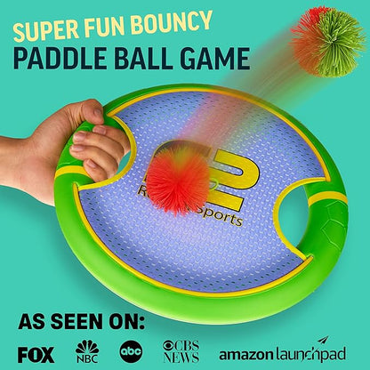 Fun Bouncy Paddle & Stringy Ball Toss & Catch Game - Easy to Use for Kids All Ages - Soft Foam Design for Safe Play Indoors or Outdoors - Also Works as Flying Disc - Great Gift Idea for Boys & Girls