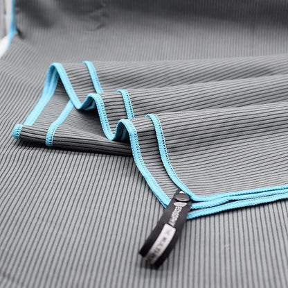 ECCOSOPHY Microfiber Beach Towel – Quick Dry Gym Towel, Highly Absorbent with Ribbed Texture, Lightweight – Ideal for Travel, Pool, Yoga, Fitness & Outdoor Adventures – 40x20 Charcoal