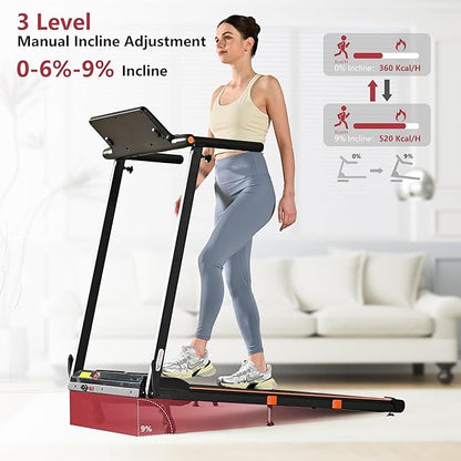 Foldable Treadmill with Incline Treadmill with Home Removable Desk Workstation 3.0 HP 3 in 1 Folding Small Compact Walking Treadmills 300 Lbs Capacity for Home Office