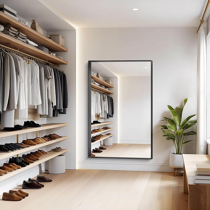 Black Bathroom Mirror, 60x40 Inch Rectangular Framed Mirror, Large Wall Mounted Bathroom Vanity Mirror Over Sink for Bedroom,Restroom, Living Room, Hangs Vertically or Horizontally