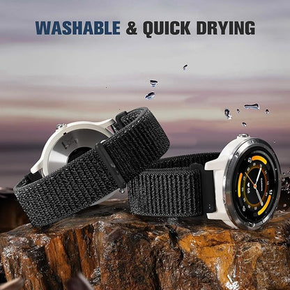 18mm 20mm 22mm Hook and Loop Watch Band Compatible with Garmin Vivoactive 5/ Vivoactive 6/ Vivoactive 3, Soft Nylon Breathable Sport Strap for Venu 2S/ Venu3S/ Forerunner 265s,Venu 3/ Venu 2 Men Women