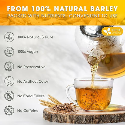 FreshDrinkUS Premium 50 Barley Tea Bags, 100% Natural & Pure. Loose Barley Herbal Tea. Made with Natural Material Tea Bags. No Sugar, No Caffeine, No Gluten, Vegan