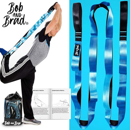 BOB AND BRAD 12 Loop Yoga Stretch Strap - Non-elastic for Stretching, Physical Therapy, Pilates, Dance, Gymnastics, and Athletic Trainers With Carry Bag